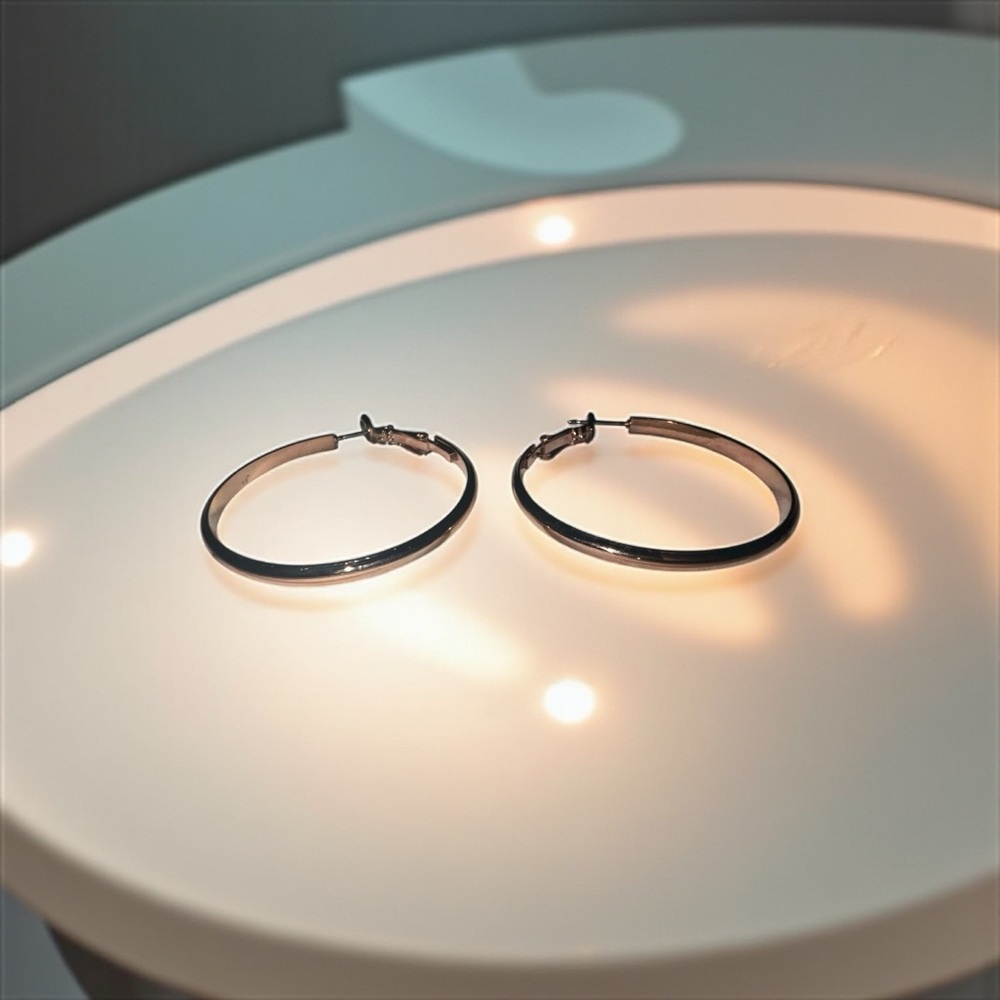 Rose Gold Shiny /Thick Hoop Earrings